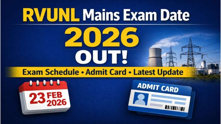 RVUNL Mains Exam Date 2026