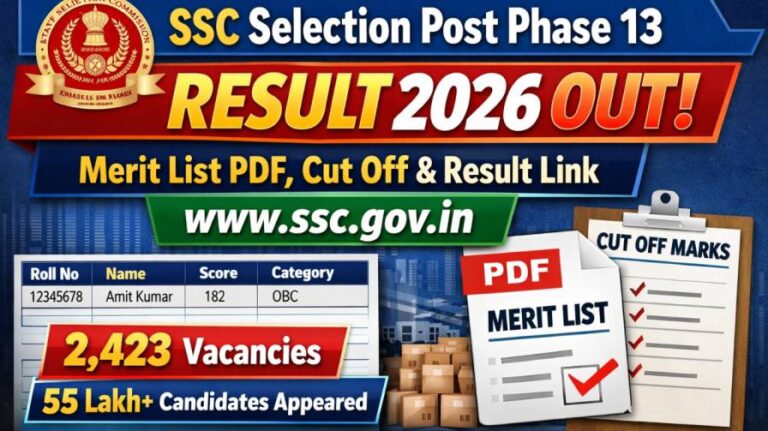 SSC Selection Post Phase 13 Result 2026 OUT